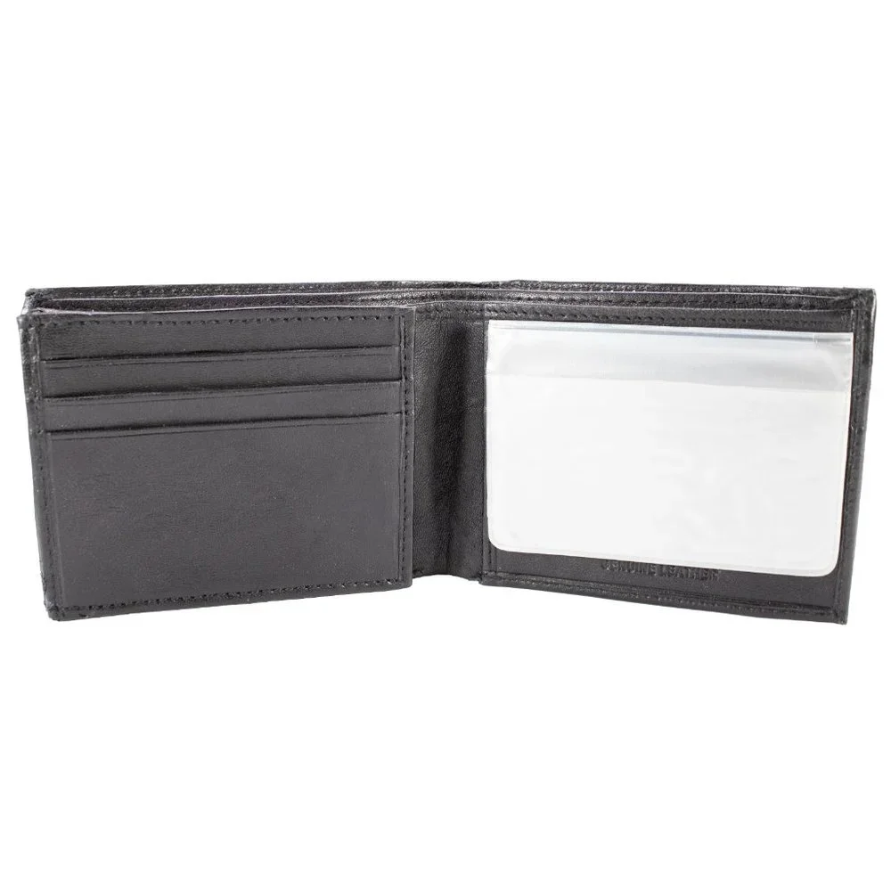 Leather Mens Wallet in Lambskin Leather, Black, Bifold Wallet